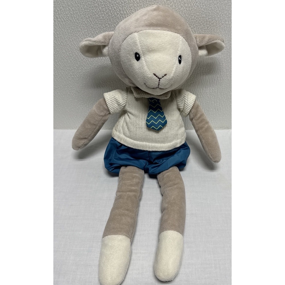 Spark Create Imagine Lamb Plush Rattle Corduroy Shirt Blue Chevron Tie 16"